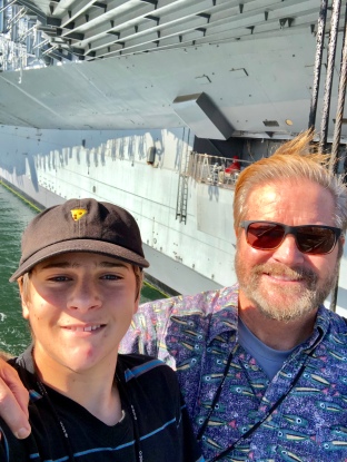 My son Alec and I enjoying a great day aboard ship.